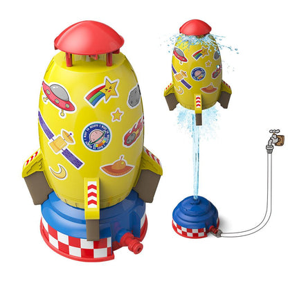 Rocket Sprinkler Spinning Outdoor Water Toy yellow by HitMyNeed