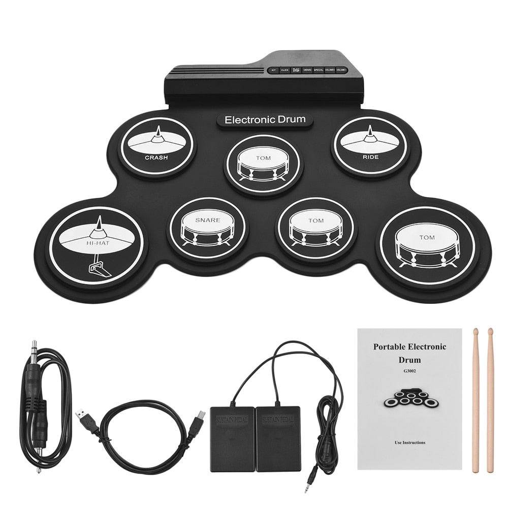 Roll-Up Electronic Drum Kit with Pedals & Demo Songs by HitMyNeed