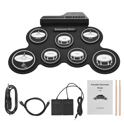Roll-Up Electronic Drum Kit with Pedals & Demo Songs by HitMyNeed