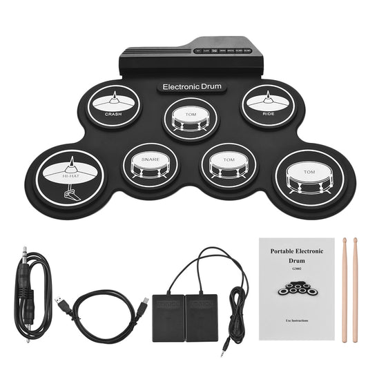 Roll-Up Electronic Drum Kit with Pedals & Demo Songs by HitMyNeed
