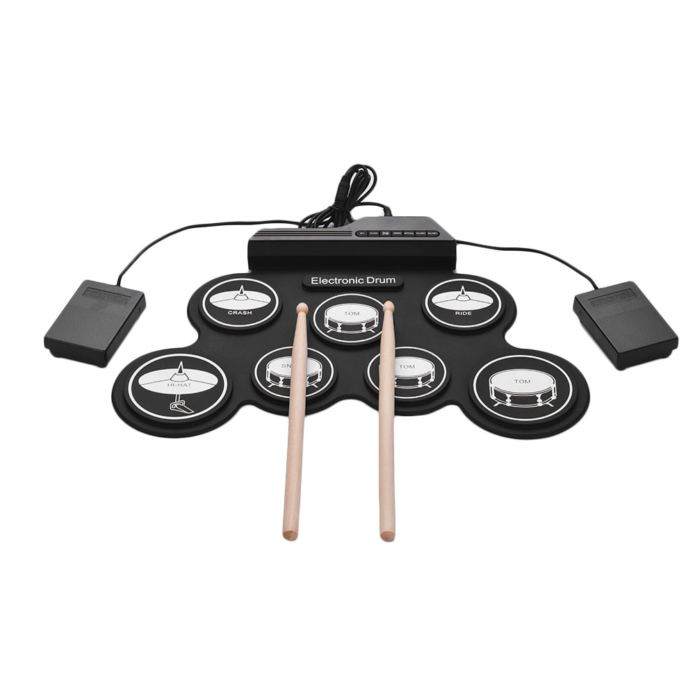 Roll-Up Electronic Drum Kit with Pedals & Demo Songs by HitMyNeed