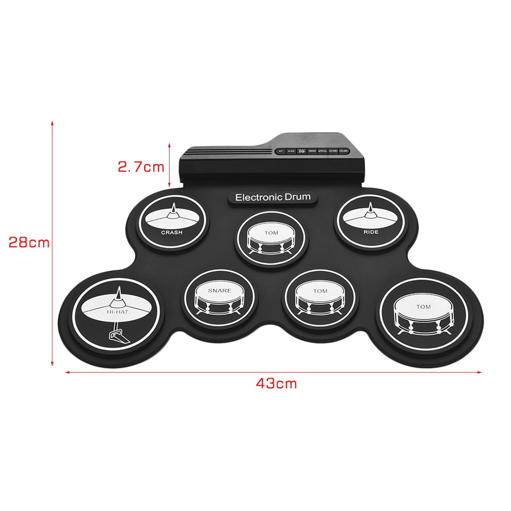 Roll-Up Electronic Drum Kit with Pedals & Demo Songs by HitMyNeed