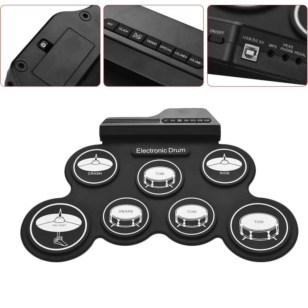 Roll-Up Electronic Drum Kit with Pedals & Demo Songs by HitMyNeed