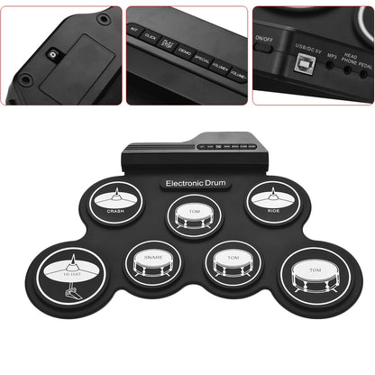 Roll-Up Electronic Drum Kit with Pedals & Demo Songs by HitMyNeed