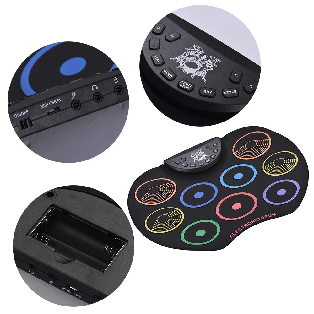 Roll-Up Portable Electronic Drum Pad Kit by HitMyNeed