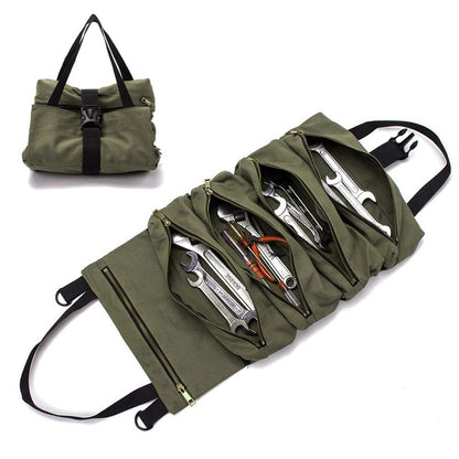 Roll Up Tool Bag Carrier with Zippered Compartments by HitMyNeed