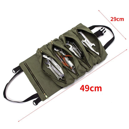 Roll Up Tool Bag Carrier with Zippered Compartments by HitMyNeed