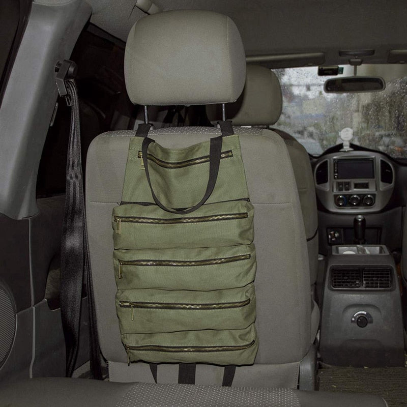 Roll Up Tool Bag Carrier with Zippered Compartments by HitMyNeed