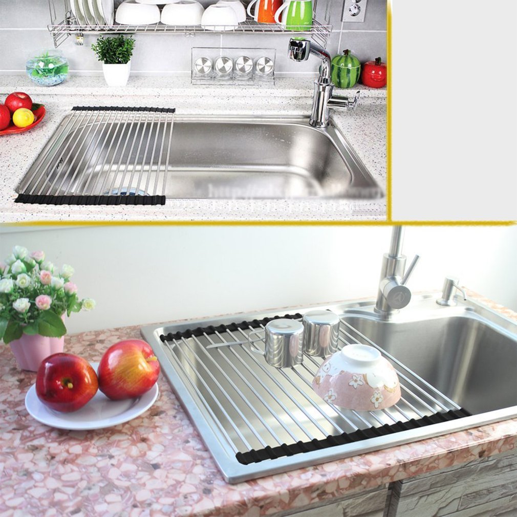 Rollable Over Sink Drainer Rack 37 x 30 cm by HitMyNeed