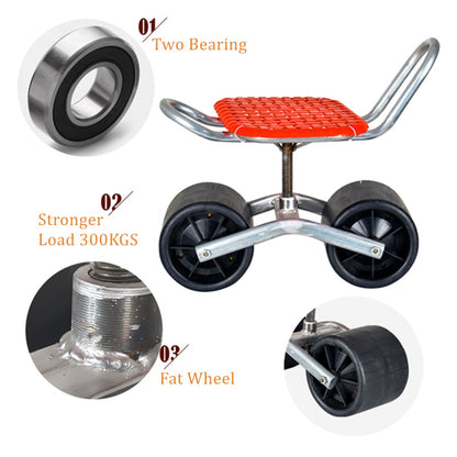 Rolling Gardening Stool with 360° Swivel Seat by HitMyNeed