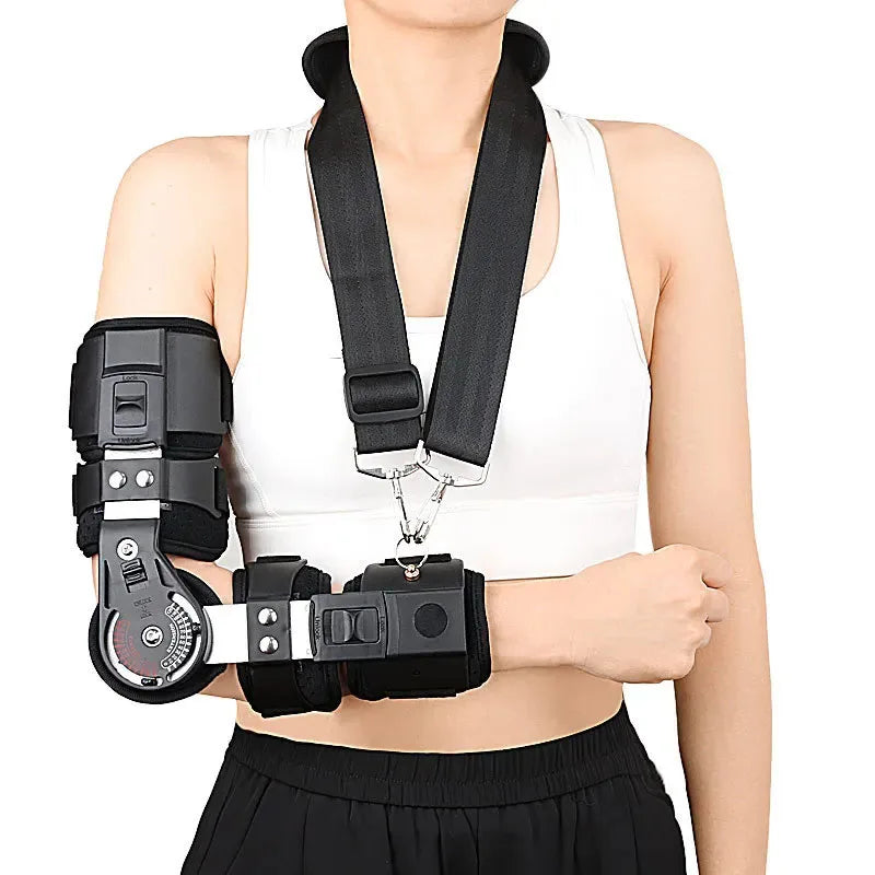 ROM Hinged Elbow Brace with Shoulder Arm Sling by HitMyNeed
