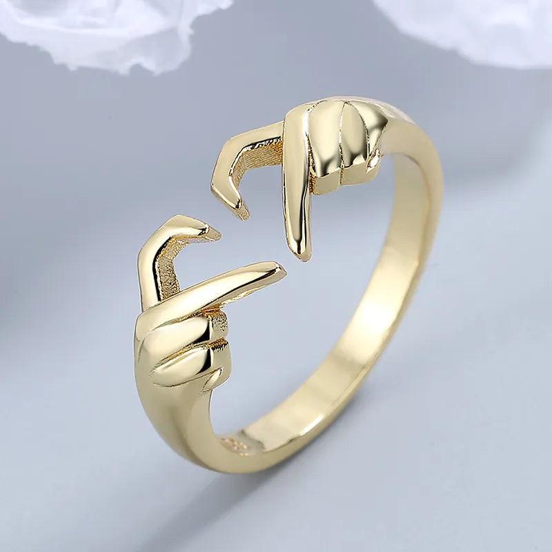 Romantic Love Hand Heart Ring, Adjustable Silver Tone 6 ri22y0156 by HitMyNeed