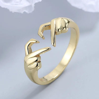 Romantic Love Hand Heart Ring, Adjustable Silver Tone 6 ri22y0156 by HitMyNeed
