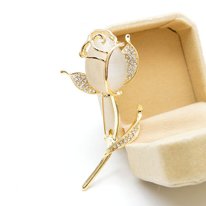 Rose Brooch Elegant Rhinestone Flower Pin by HitMyNeed