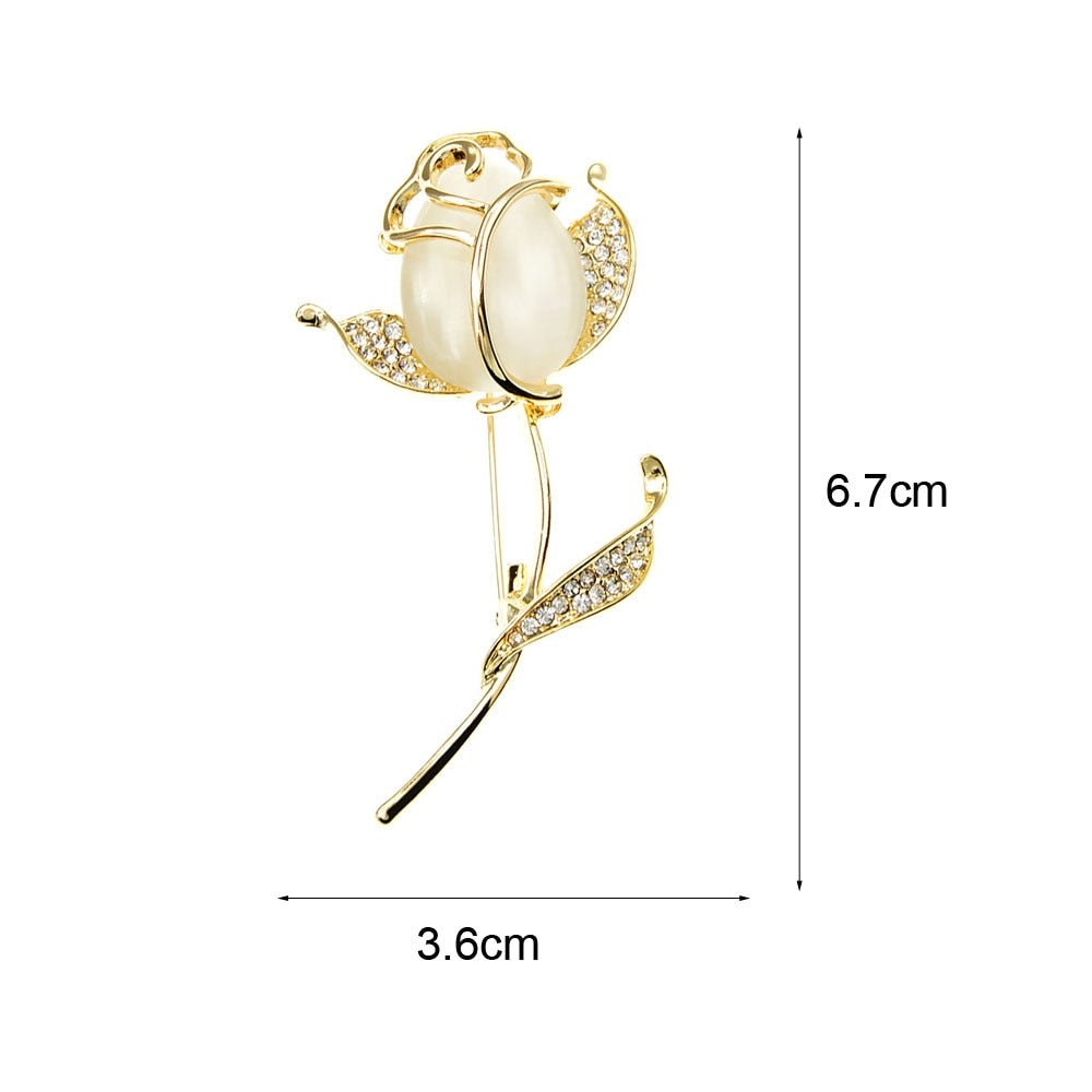 Rose Brooch Elegant Rhinestone Flower Pin by HitMyNeed
