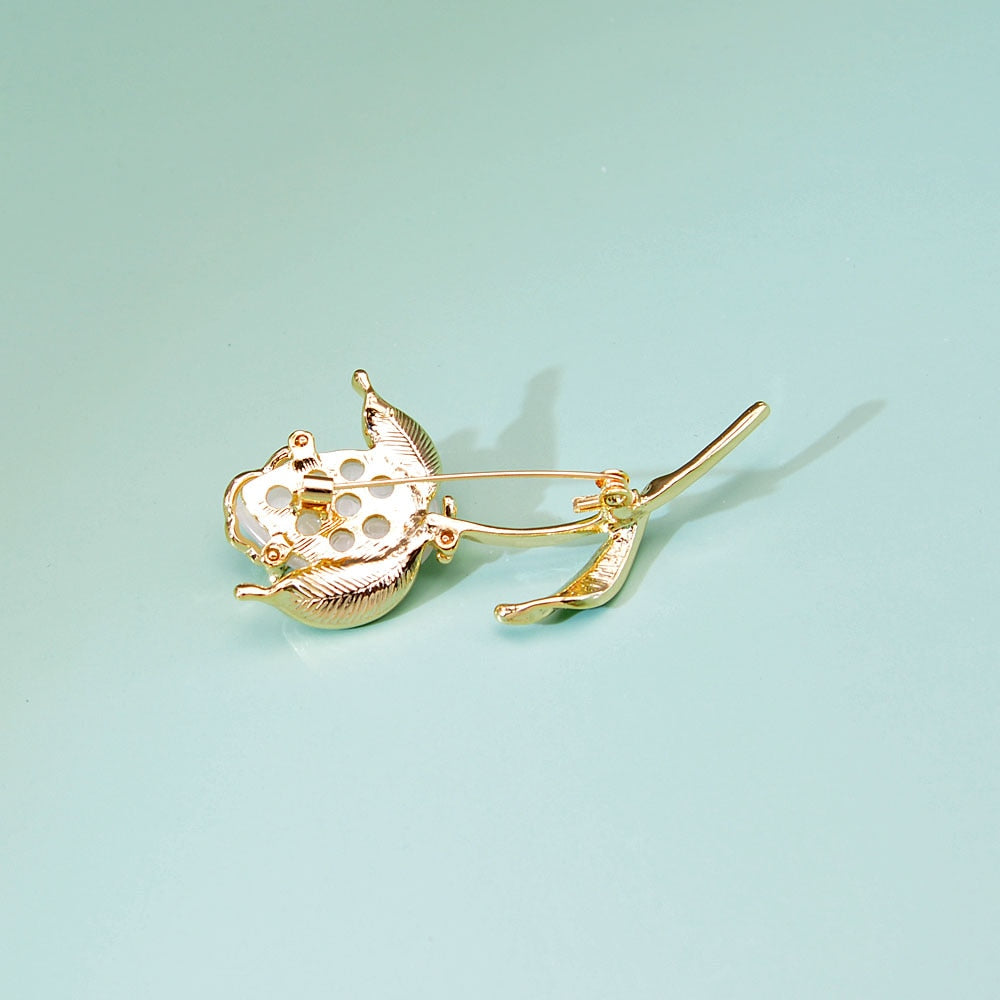 Rose Brooch Elegant Rhinestone Flower Pin by HitMyNeed