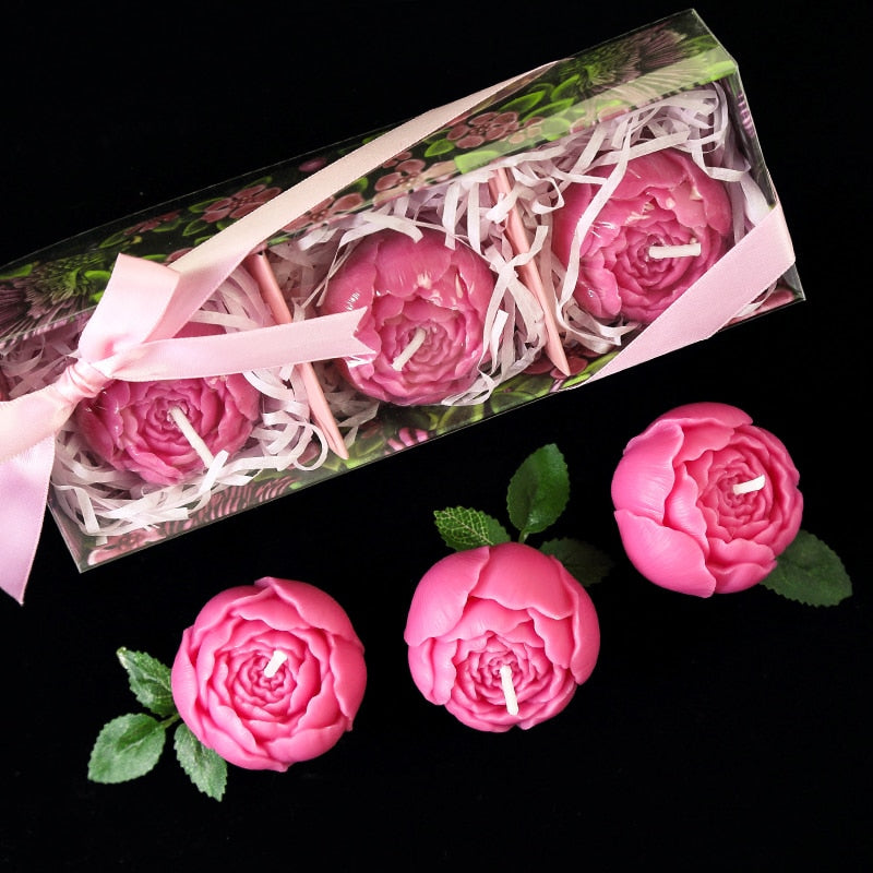 Rose Candle Set of 3 for Home and Event Décor by HitMyNeed