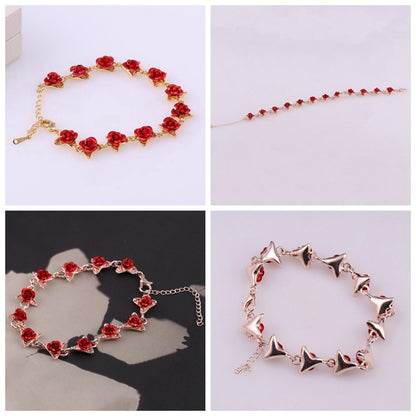 Rose Chain Bracelet with Red Rosettes by HitMyNeed