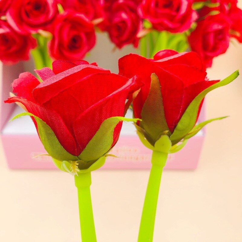 Rose Gel Ink Pen Single-Stem Silicone Flower Pen by HitMyNeed