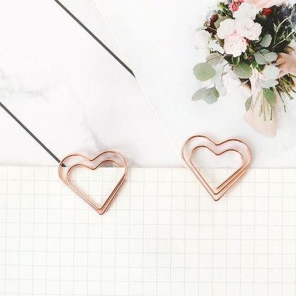 Rose Gold Heart Paper Clips Set (30 Pack) by HitMyNeed