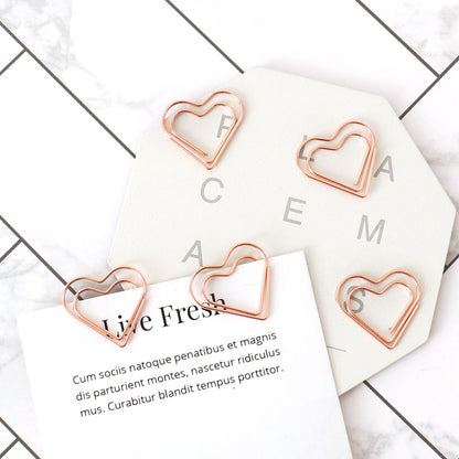 Rose Gold Heart Paper Clips Set (30 Pack) by HitMyNeed