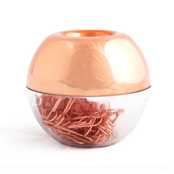 Rose Gold Paper Clip Holder with 100 Clips by HitMyNeed