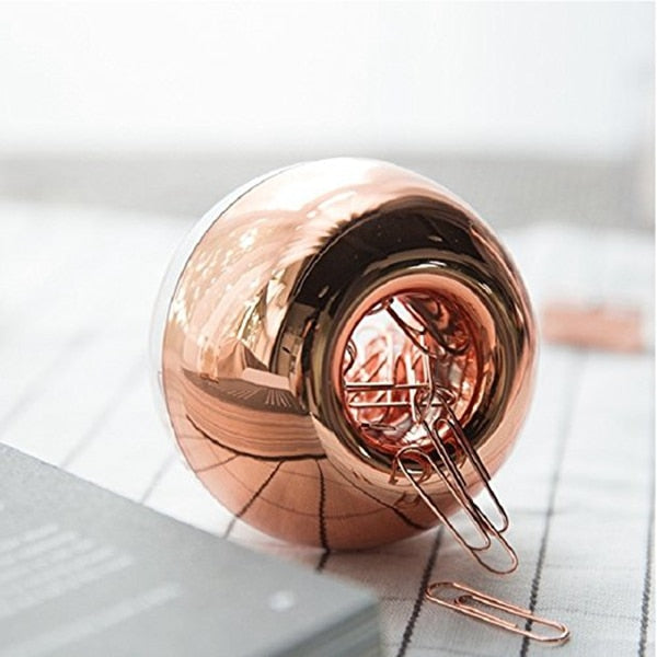 Rose Gold Paper Clip Holder with 100 Clips by HitMyNeed