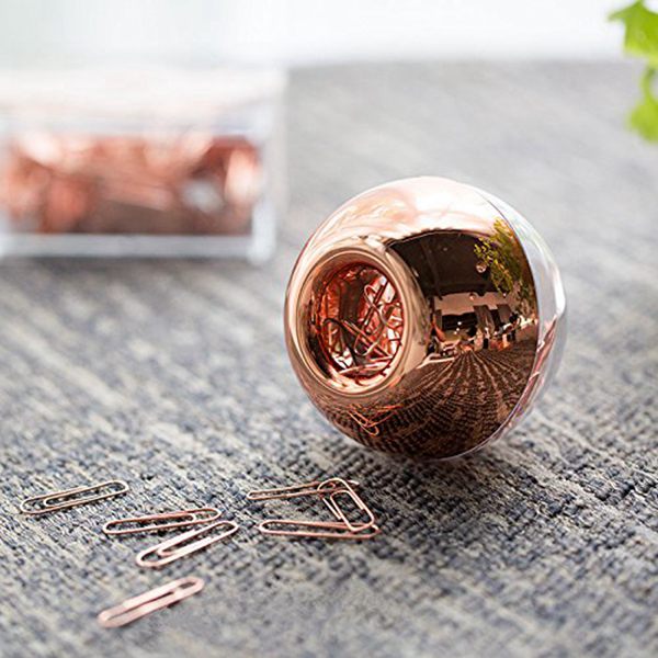 Rose Gold Paper Clip Holder with 100 Clips by HitMyNeed