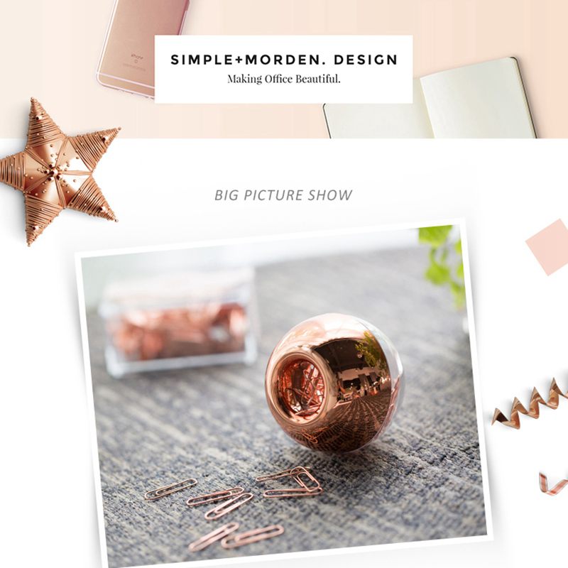 Rose Gold Paper Clip Holder with 100 Clips by HitMyNeed