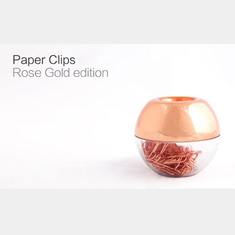 Rose Gold Paper Clip Holder with 100 Clips by HitMyNeed