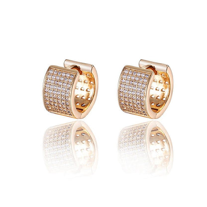 Rose Gold Rhinestone Hoop Earrings 12mm by HitMyNeed