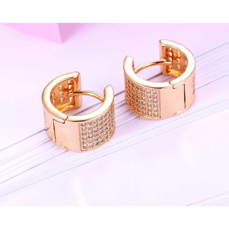 Rose Gold Rhinestone Hoop Earrings 12mm by HitMyNeed