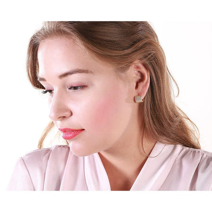 Rose Gold Rhinestone Hoop Earrings 12mm by HitMyNeed