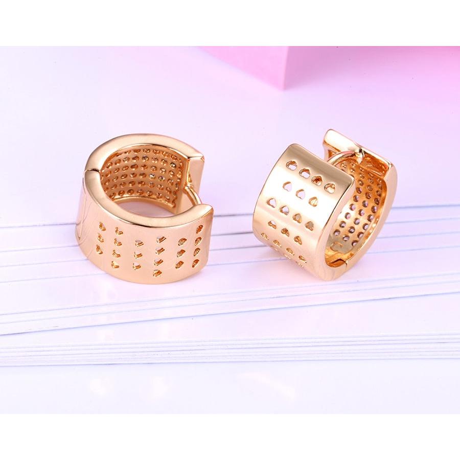 Rose Gold Rhinestone Hoop Earrings 12mm by HitMyNeed