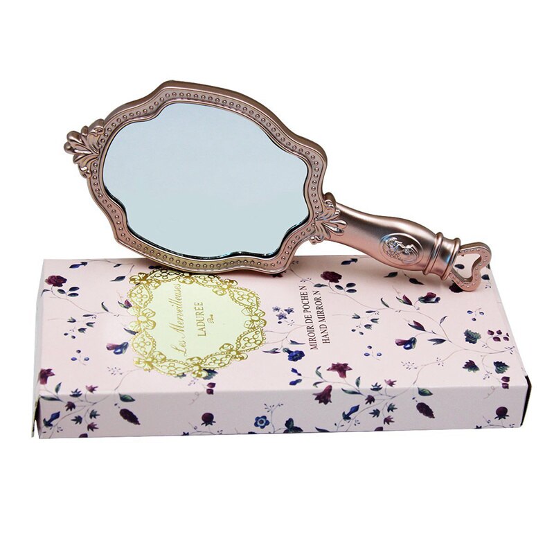 Rose Gold Vintage Hand Held Makeup Mirror by HitMyNeed