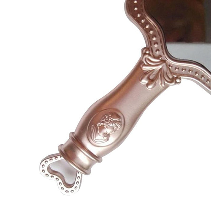 Rose Gold Vintage Hand Held Makeup Mirror by HitMyNeed
