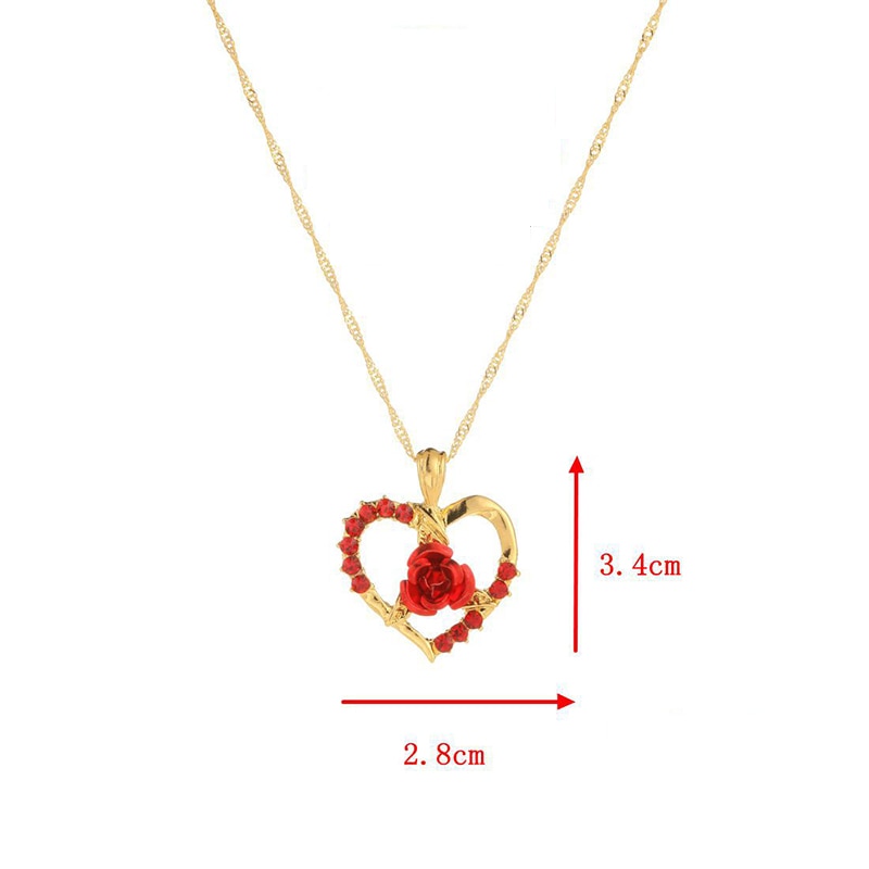Rose Heart Pendant Necklace for Women by HitMyNeed
