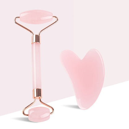 Rose Quartz Face Roller & Gua Sha Massage Set by HitMyNeed