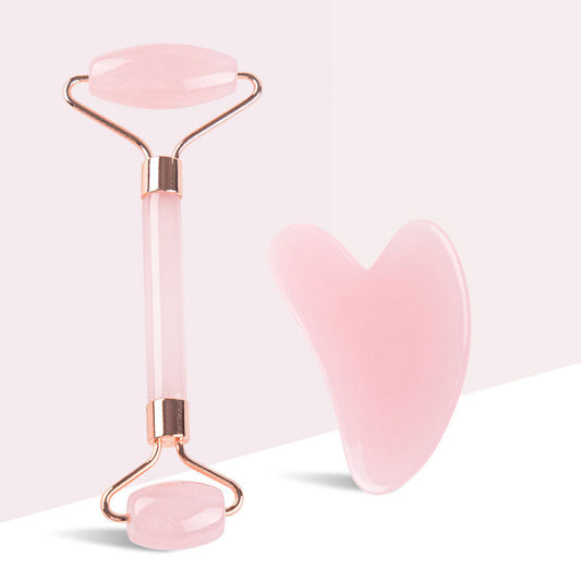 Rose Quartz Face Roller & Gua Sha Massage Set by HitMyNeed