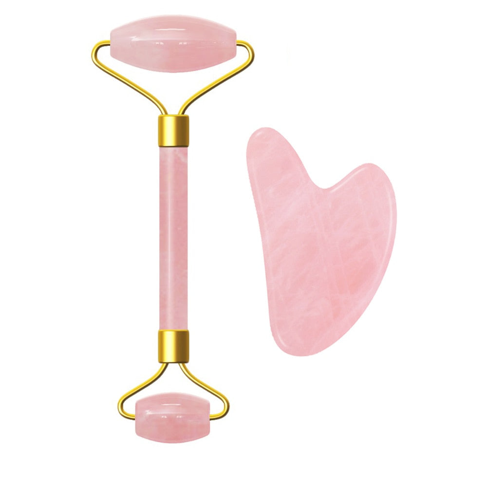 Rose Quartz Face Roller & Gua Sha Set by HitMyNeed