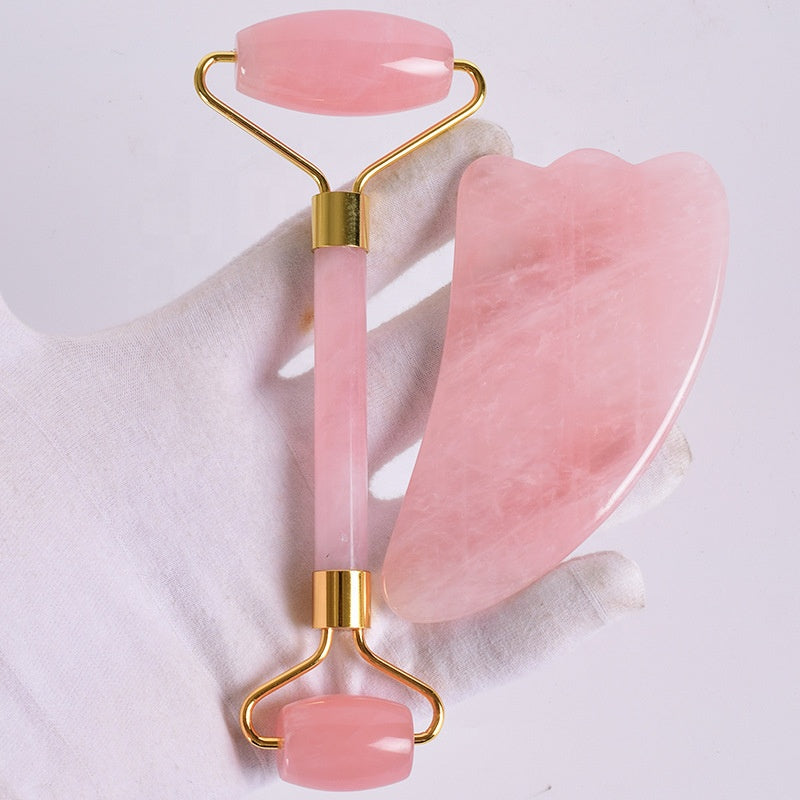 Rose Quartz Face Roller & Gua Sha Set by HitMyNeed