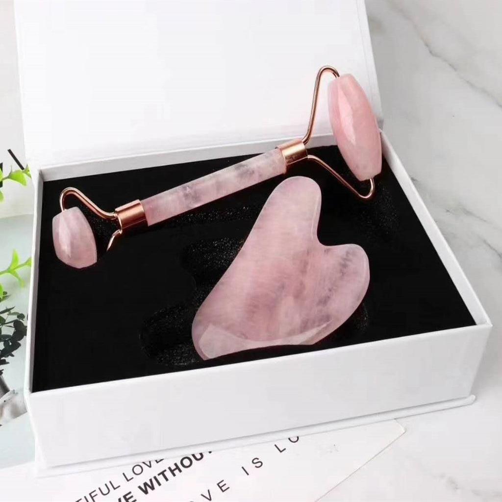 Rose Quartz Face Roller & Gua Sha Set by HitMyNeed