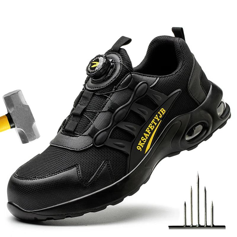 Rotary Buckle Lightweight Steel Toe Work Sneakers 45 by HitMyNeed