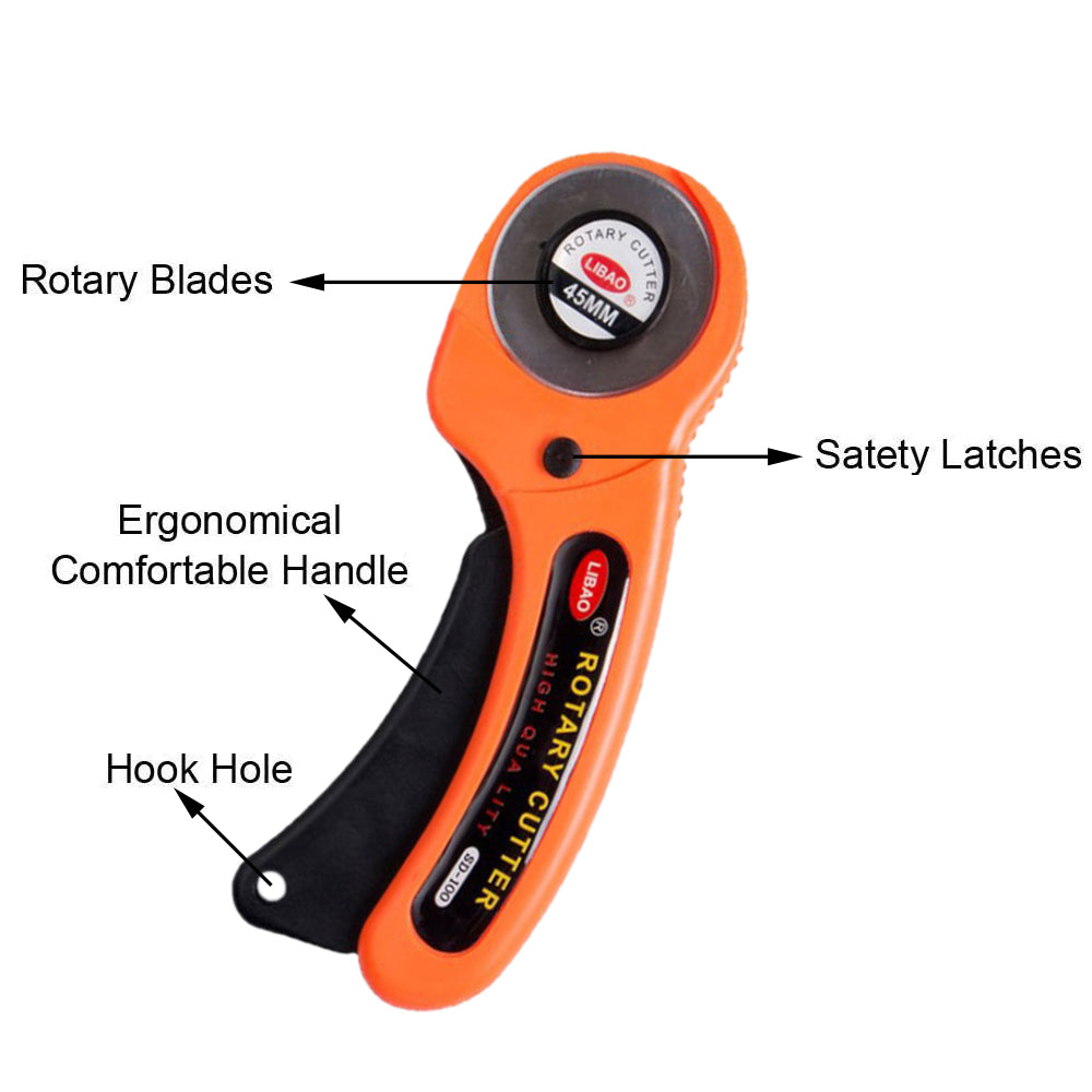 Rotary Fabric Cutter with 10 Extra 45mm Blades by HitMyNeed