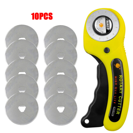 Rotary Fabric Cutter with 10 Extra 45mm Blades cutter-with-10-blade-100018786 by HitMyNeed