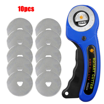 Rotary Fabric Cutter with 10 Extra 45mm Blades cutter-with-10-blade-365016 by HitMyNeed