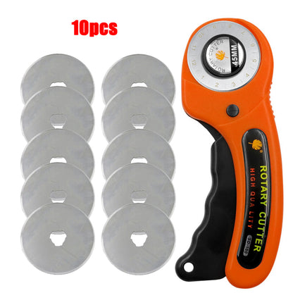 Rotary Fabric Cutter with 10 Extra 45mm Blades cutter-with-10-blade by HitMyNeed