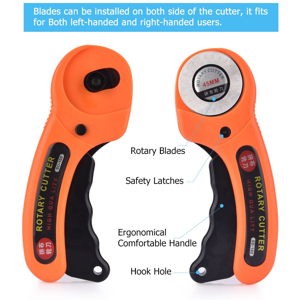Rotary Fabric Cutter with 45mm Stainless Steel Blade by HitMyNeed