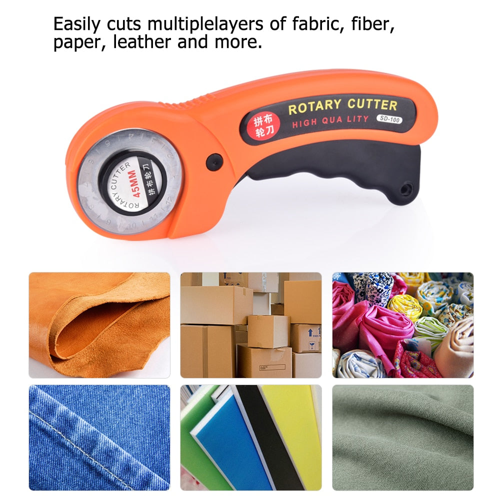 Rotary Fabric Cutter with 45mm Stainless Steel Blade by HitMyNeed