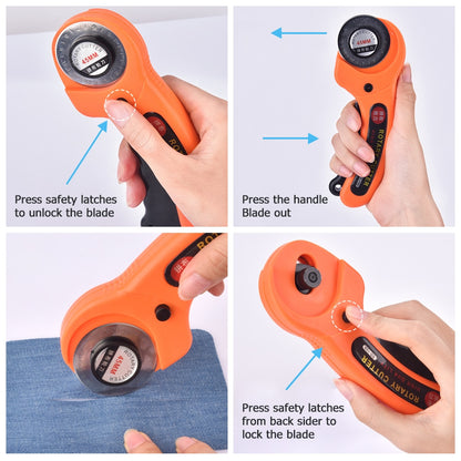 Rotary Fabric Cutter with 45mm Stainless Steel Blade by HitMyNeed